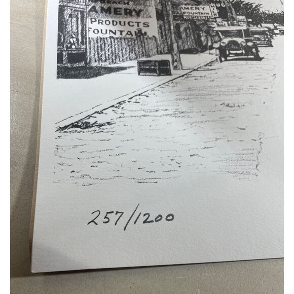 Early 1900s Pismo Beach Limited Edition Signed Lithographs Pavilion, Cypress St - Picture 3 of 7